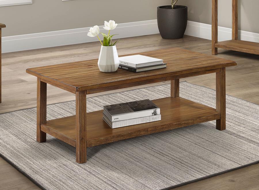 Payne - Wood Coffee Table with Shelf - Simple Home Plus