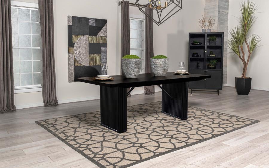Catherine - Rectangular Wood Dining Table - Black - Simple Home Plus