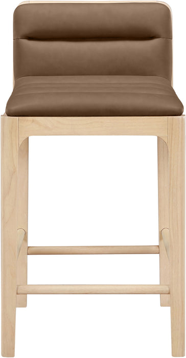 Ellis - Vegan Leather Upholstered Counter Stool (Set of 2) - Natural Base - Simple Home Plus