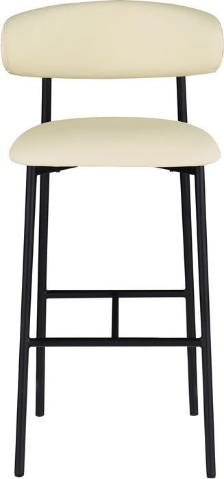 Lupita - Vegan Leather Upholstered Bar Stool (Set of 2) - Cream / Matte Black - Simple Home Plus
