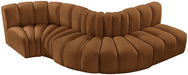 Arc - Velvet 5 Piece Modular Sofa - Saddle - Simple Home Plus