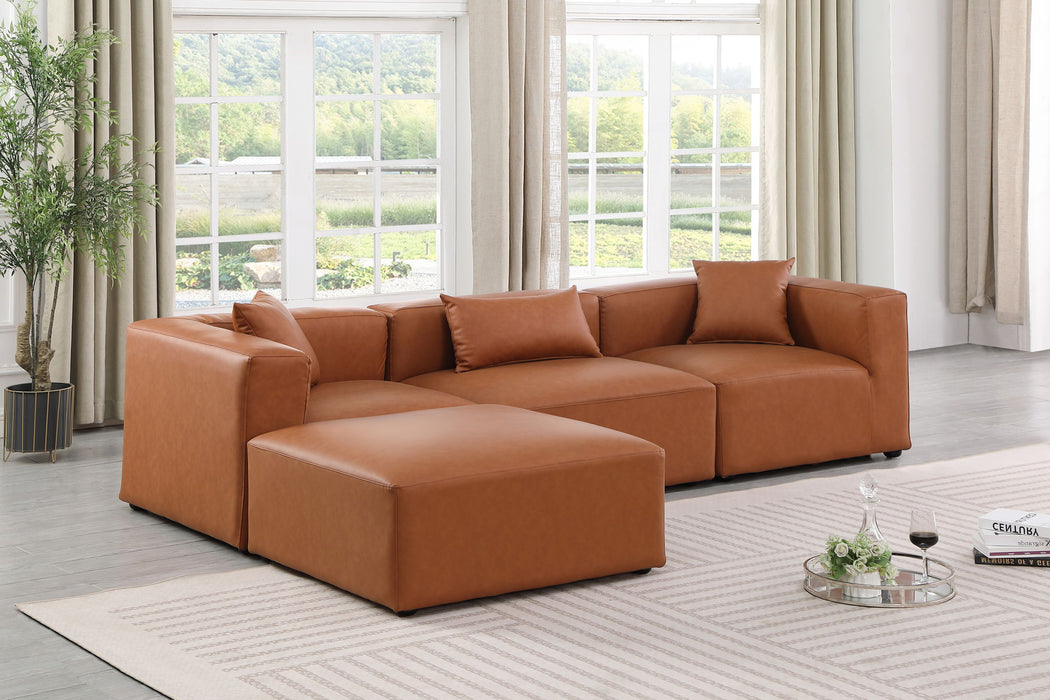 Cube - 4 Piece Modular Sectional With Chaise - Cognac - Simple Home Plus