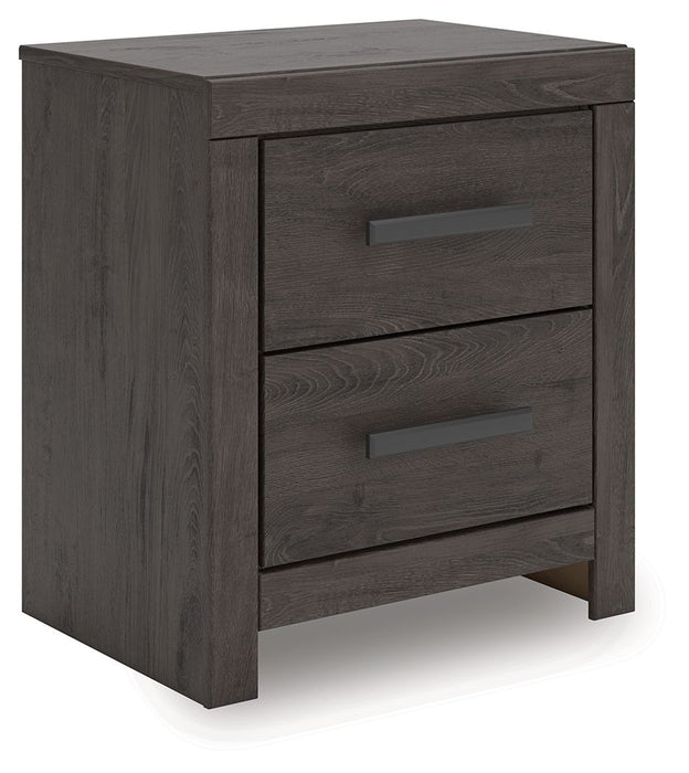 Prendonea - Charcoal - Two Drawer Night Stand - Simple Home Plus