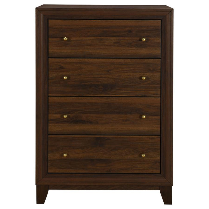 Welsley - 4-Drawer Chest Of Drawers - Walnut - Simple Home Plus