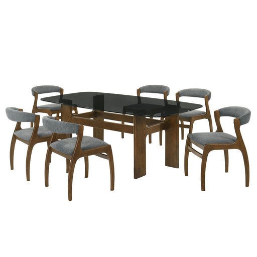 Ileena - 7-Piece Wood Dining Set - Walnut - Simple Home Plus