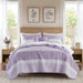 Caralie - King/California King 4 Piece Seersucker Quilt Set With Throw - Purple - Simple Home Plus