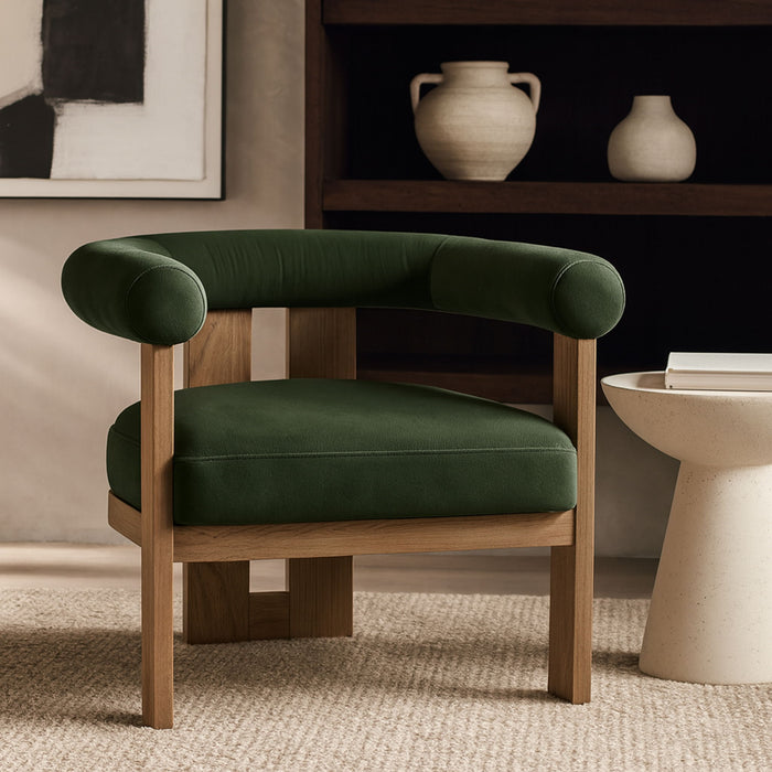 Arienzo - Performance Fabric Upholstered Accent Chair - Walnut Base - Simple Home Plus
