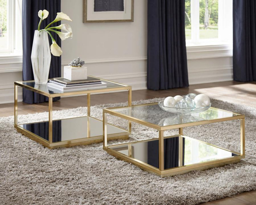 Renee - 2 Piece Square Coffee Table Set - Rose Brass - Simple Home Plus