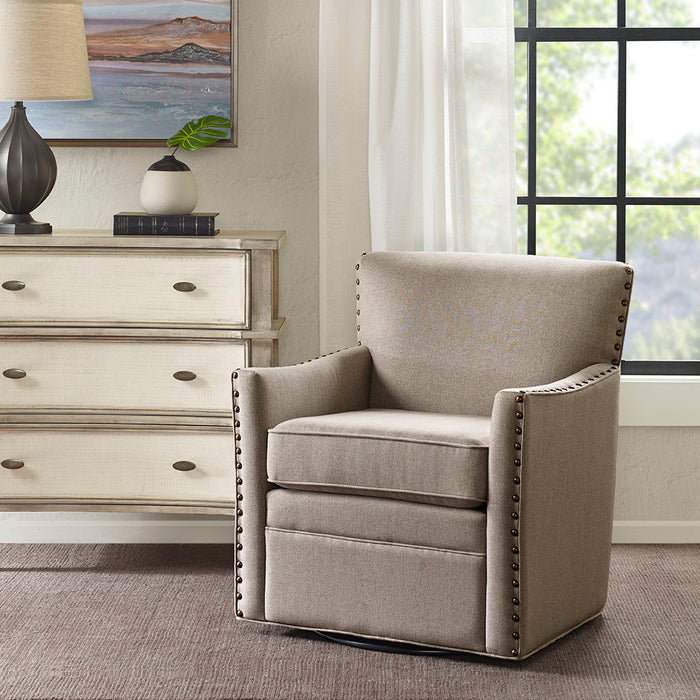Devrim - Herringbone Texture Swivel Chair - Natural - Simple Home Plus