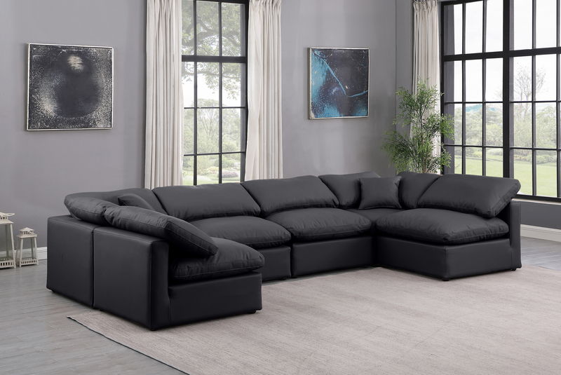 Indulge - Faux Leather 6 Piece Modular U-Shaped Sectional
