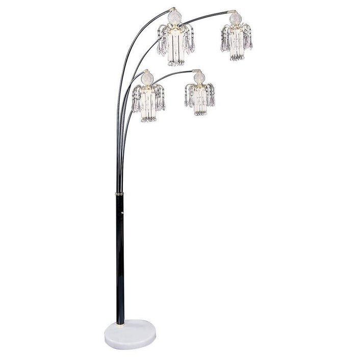 Maisel - Hanging Crystal Arc Tree Floor Lamp - Black - Simple Home Plus