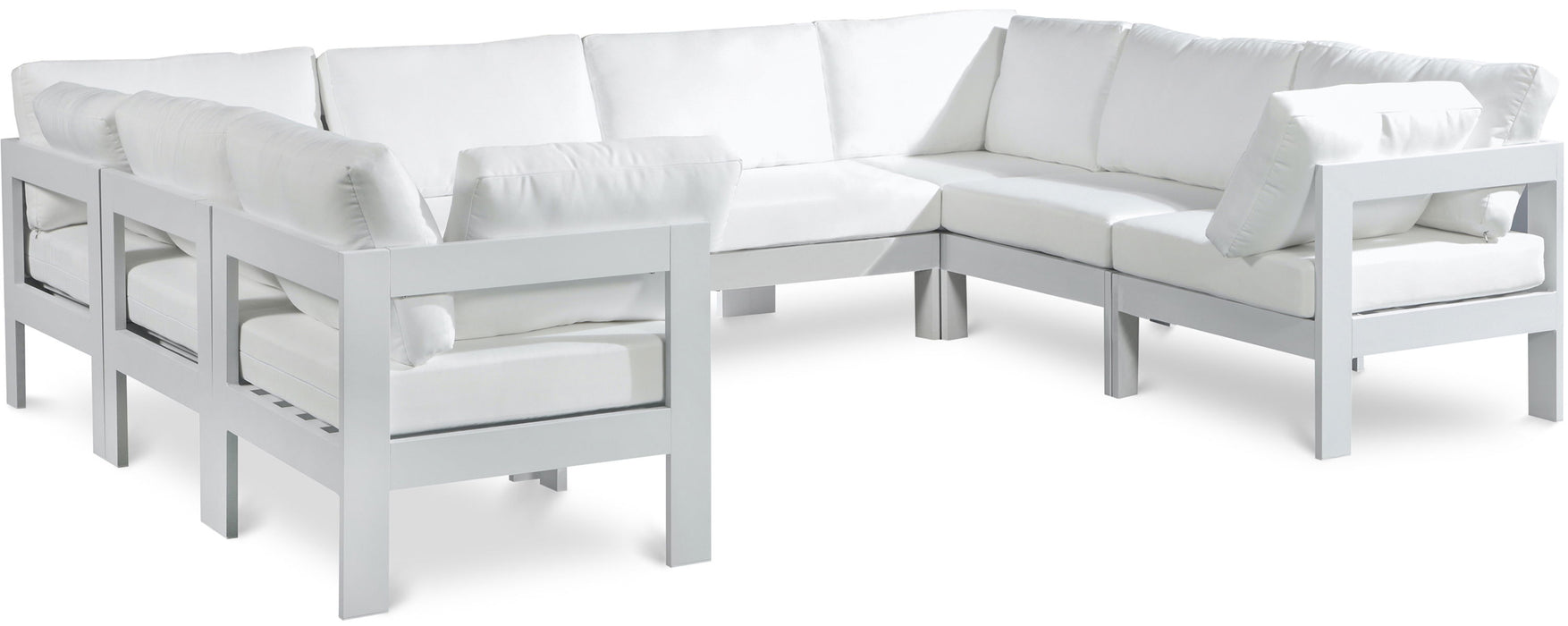 Nizuc - Outdoor Patio 8 Piece Modular Sectional With White Frame - Simple Home Plus
