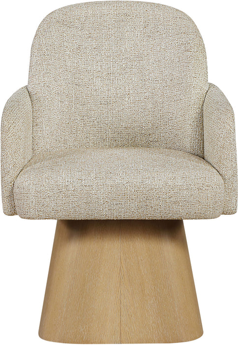 Marlowe - Linen Textured Fabric Upholstered Swivel Dining Arm Chair - Stained Natural - Simple Home Plus