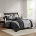 Lori - 6 Piece Jacquard Comforter Set With Throw Pillows - Black/Silver - Simple Home Plus