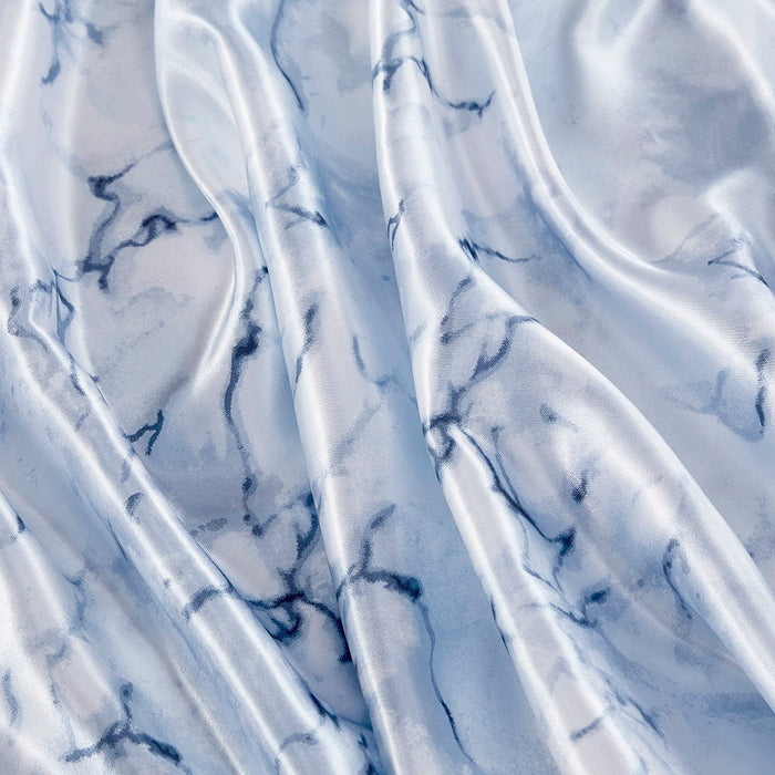 Printed Satin - King Sheet Set - Blue Marble - Simple Home Plus