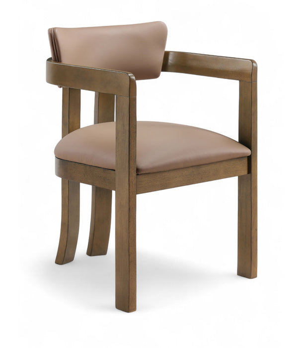 Lavrin - Vegan Leather Upholstered Dining Arm Chair (Set of 2) - Walnut Base - Simple Home Plus