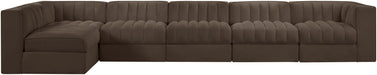 Rummi - Velvet Performance Fabric Upholstered 6 Piece Modular Sectional, L-Shaped (Right) - Simple Home Plus