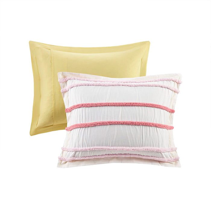 Haisley - Twin Duvet Cover Set With Trim - Pink