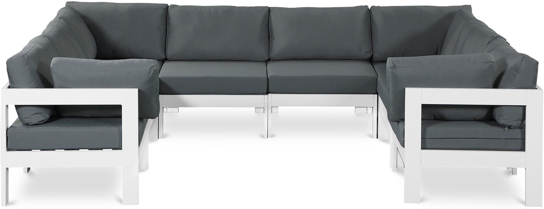 Nizuc - Outdoor Patio 8 Piece Modular Sectional With White Frame - Simple Home Plus
