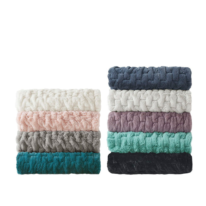 Ruched Fur - Ruched Throw - Aqua - Simple Home Plus