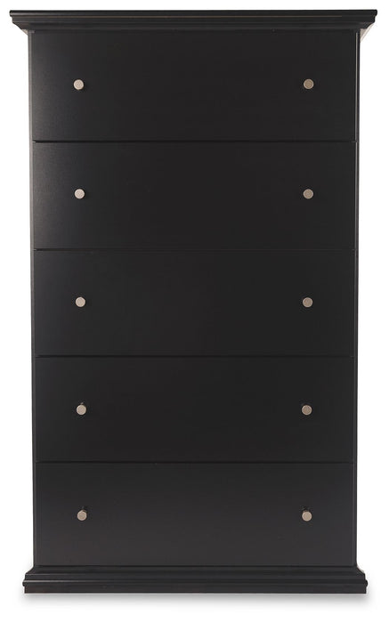 Maribel - Black - Five Drawer Chest - Simple Home Plus