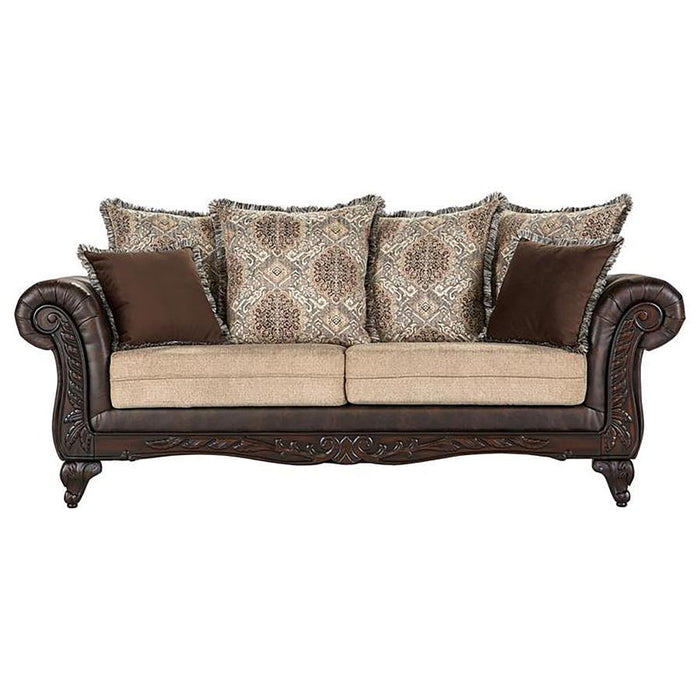 Elmbrook - Upholstered Rolled Arm Sofa - Brown - Simple Home Plus