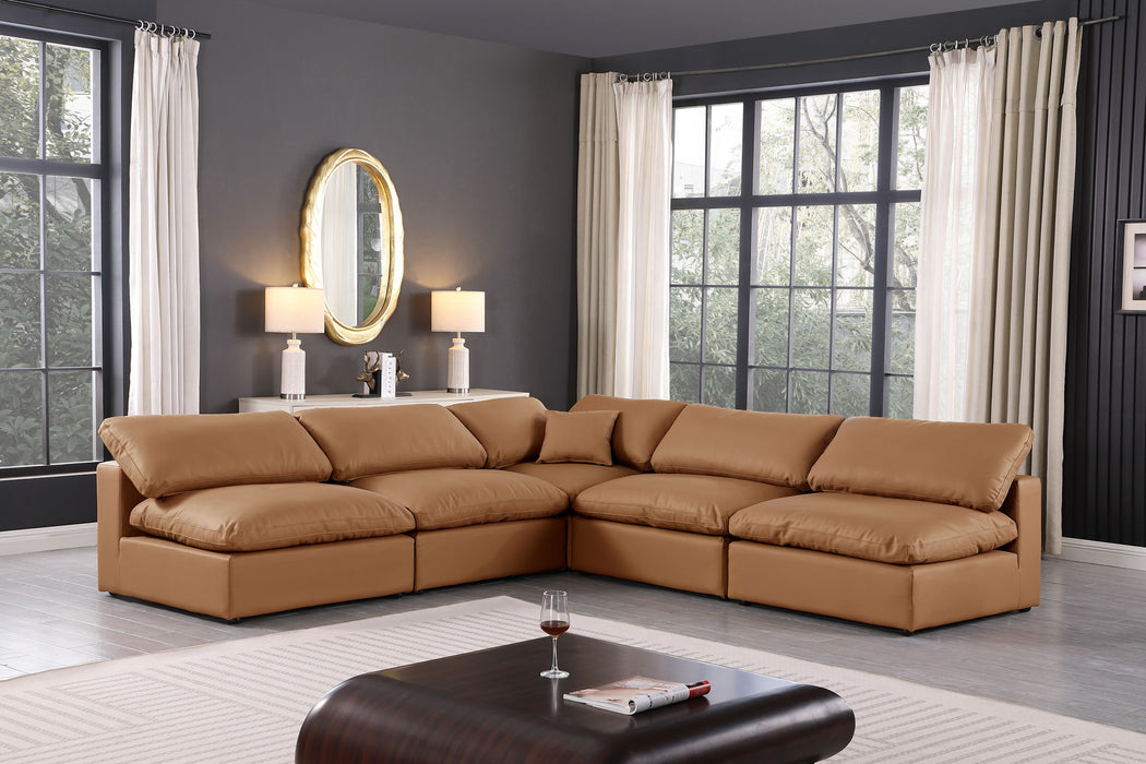 Comfy - 5 Piece Faux Leather Modular Corner Armless Sectional - Simple Home Plus