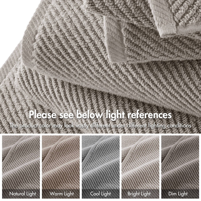 Diagonal Ribbed - 6 Piece Washcloths Set - Gray - Simple Home Plus