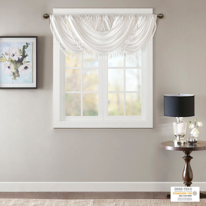 Elena - Waterfall Embellished Valance - White - Simple Home Plus