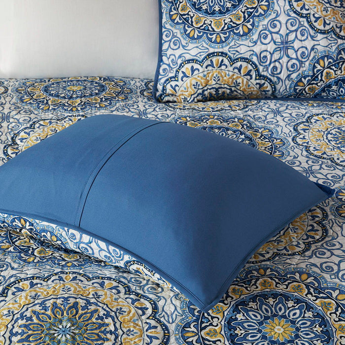 Tangiers - 6 Piece Reversible Coverlet Set - Blue - Simple Home Plus