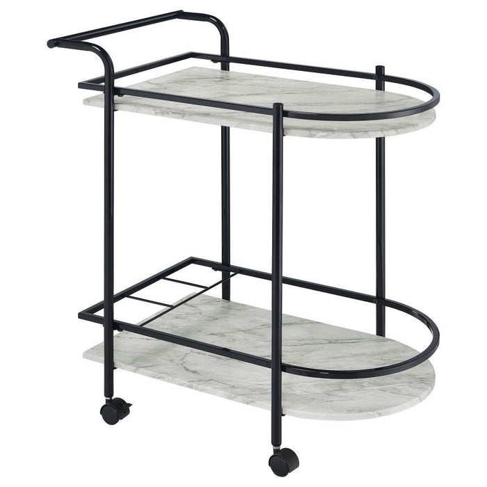 Desiree - 2-Tier Faux Marble Shelf Metal Bar Cart - Simple Home Plus