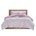 Abby - Twin Metallic Printed And Pintucked Comforter - Plum - Simple Home Plus