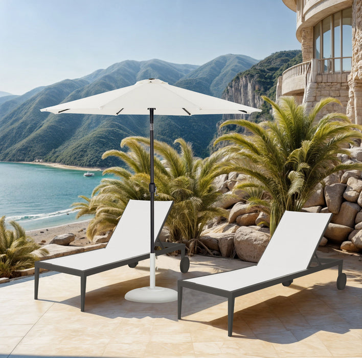 Fiji - Aluminum Patio Umbrella With Round White And Black Base - Simple Home Plus