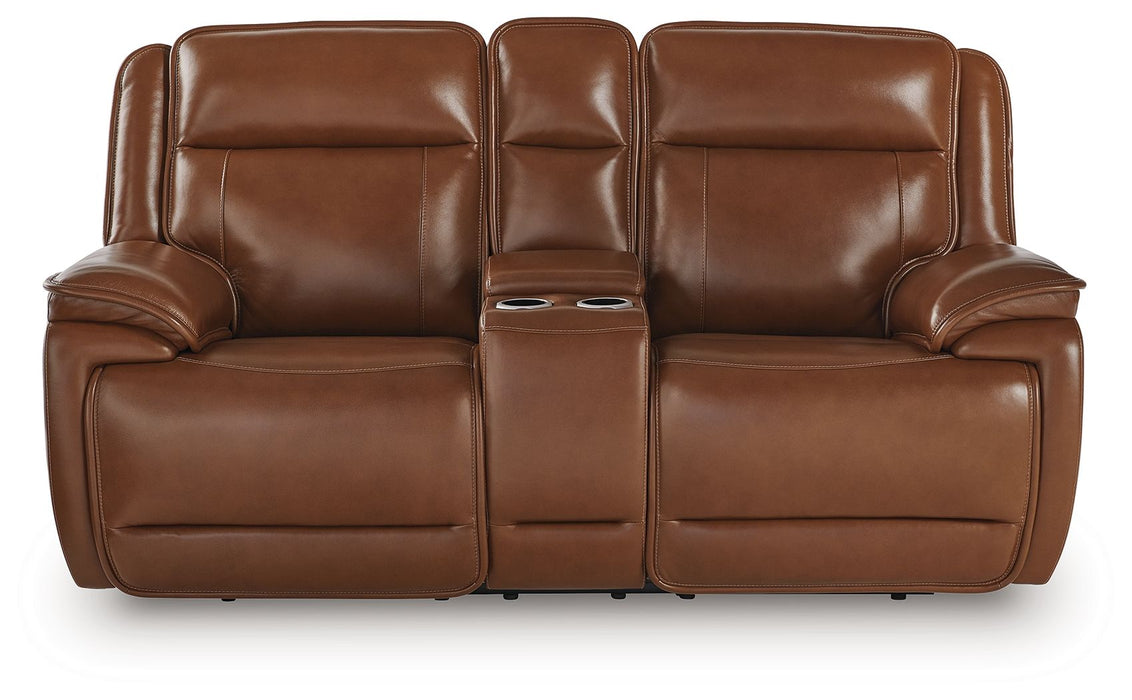 Healy Pier - Chocolate - Power Reclining Loveseat With Console / Adj Headrest - Simple Home Plus