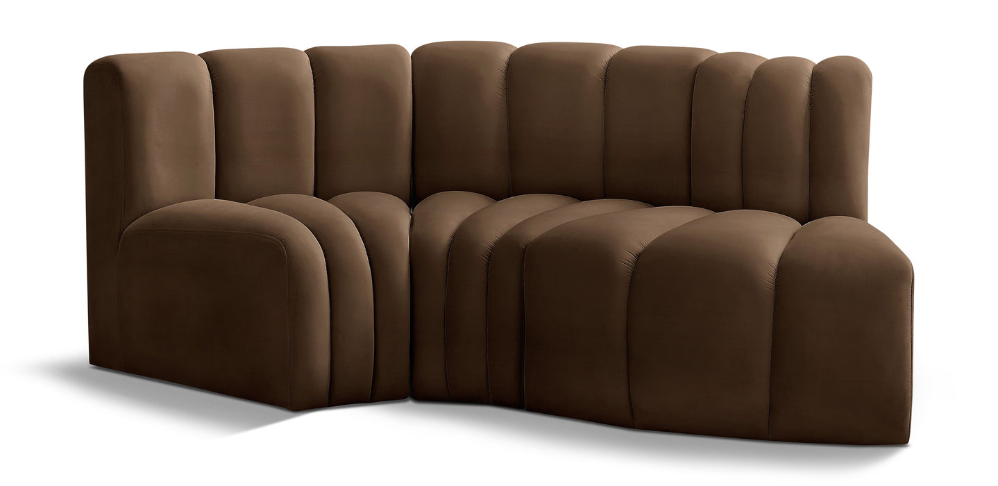 Arc - Velvet 3 Piece Modular L-Shaped Sofa - Simple Home Plus