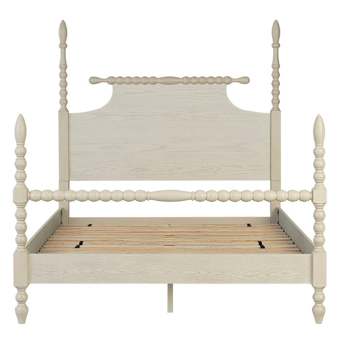 Beckett - Queen Turned Spindle Bed - Antique Cream - Simple Home Plus