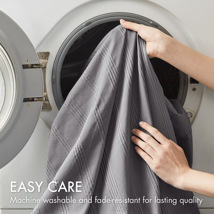 Logan - Twin/Twin Long Striped Comforter Set - Charcoal - Simple Home Plus