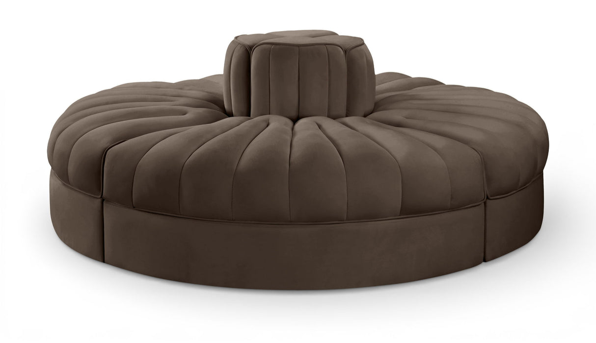 Rummi - Round Velvet Performance Fabric Upholstered 4 Piece Modular Sofa - Simple Home Plus