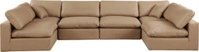 Comfy - 6 Piece Faux Leather Modular Armless Sectional - Tan - Simple Home Plus