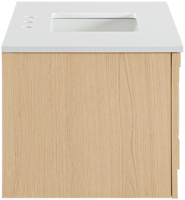Leonardo - Engineered Stone And Solid Wood 24" Wall Mounted Bathroom Vanity - Simple Home Plus