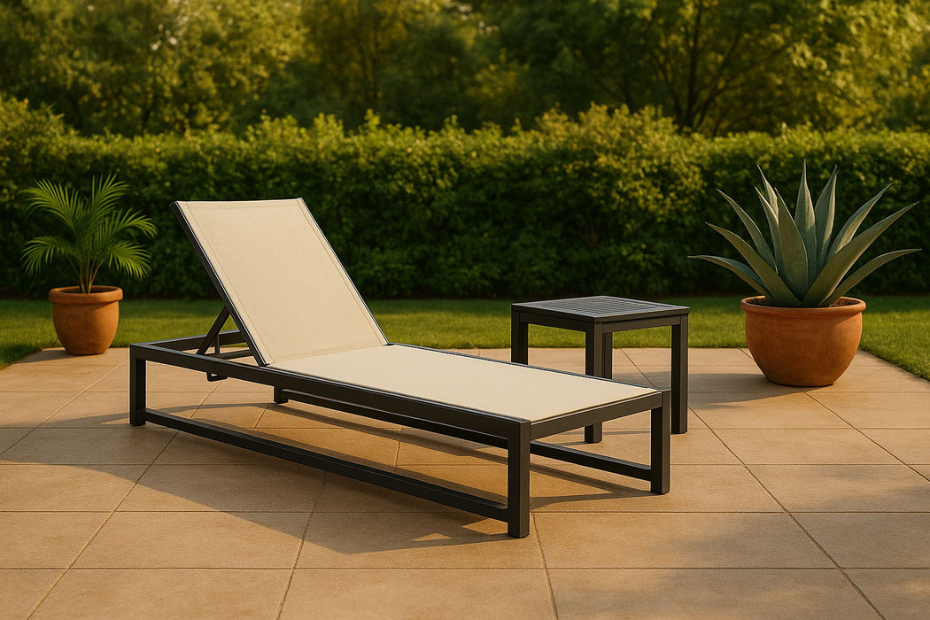 Maldives - Water Resistant Outdoor Patio Adjustable Sun Chaise Lounge Chair With Gray Base - Simple Home Plus