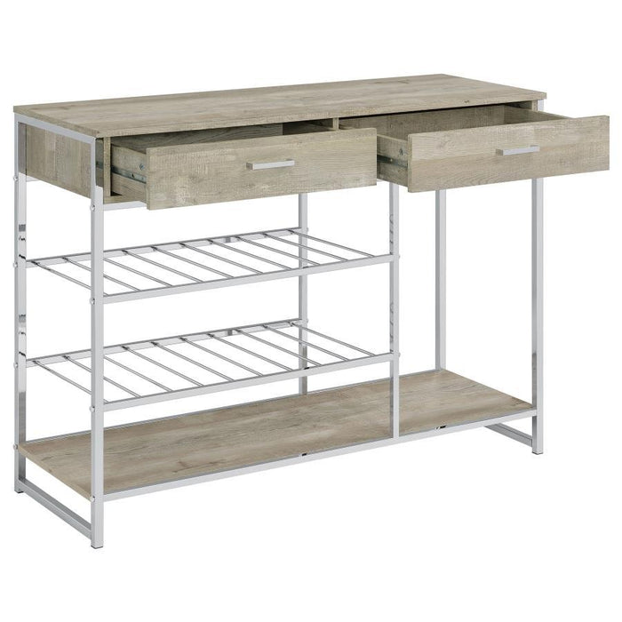 Melrose - 2-Drawer Home Bar Storage With Wine Rack Gray - Gray - Simple Home Plus