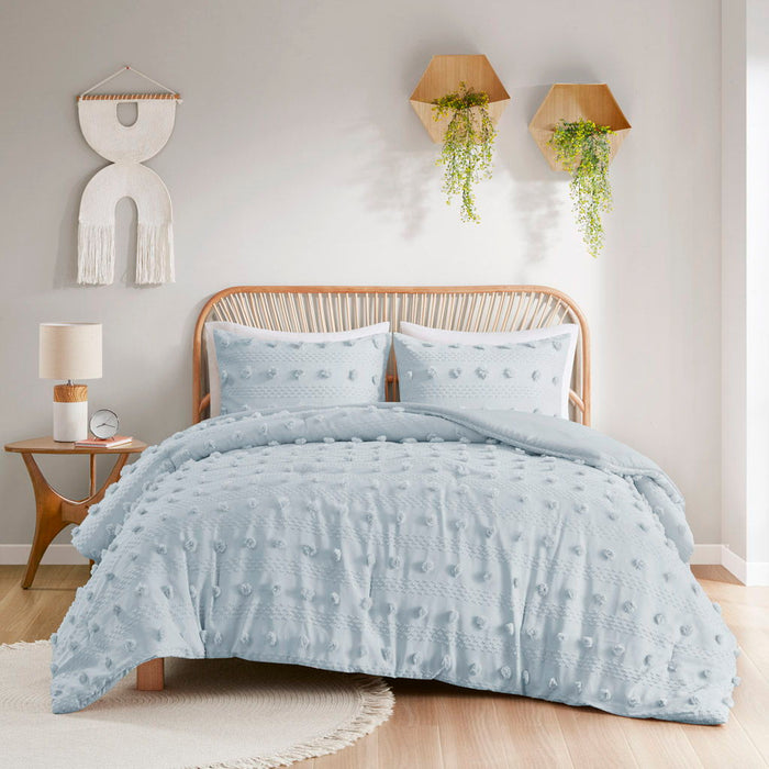 Lucy - Clip Jacquard King Comforter Set - Blue - Simple Home Plus