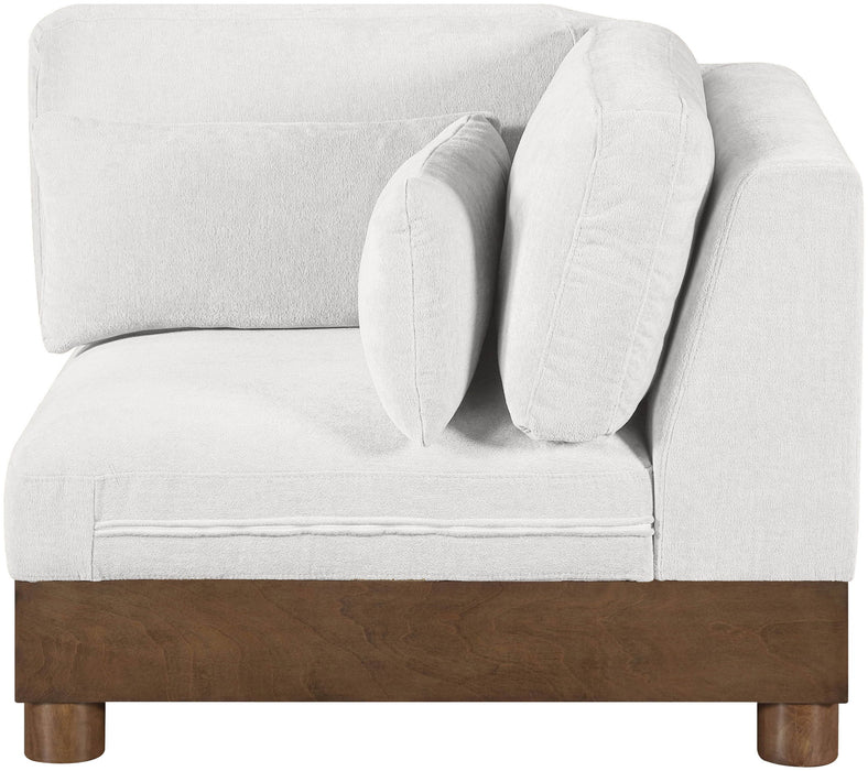 Turin - Chenille Fabric Upholstered Modular Corner Chair - Walnut Base - Simple Home Plus
