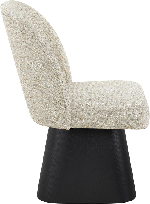 Marlowe - Linen Textured Fabric Upholstered Swivel Dining Side Chair - Stained Black - Simple Home Plus