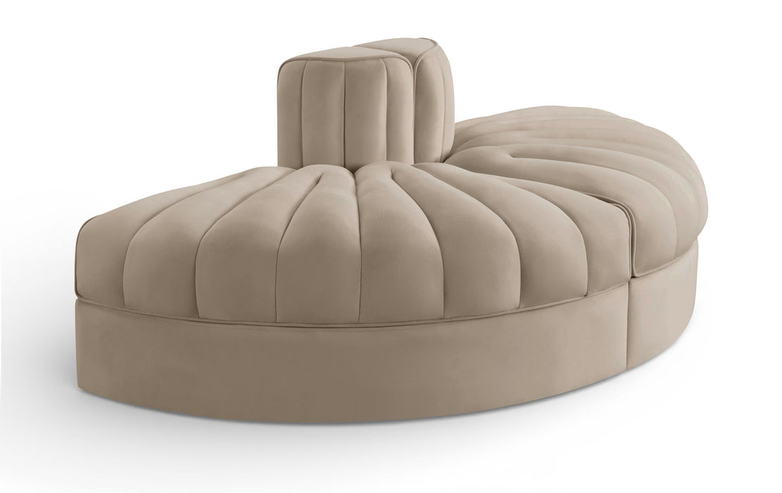 Rummi - Velvet Performance Fabric Upholstered 2 Piece  Rounded Modular Loveseat - Simple Home Plus