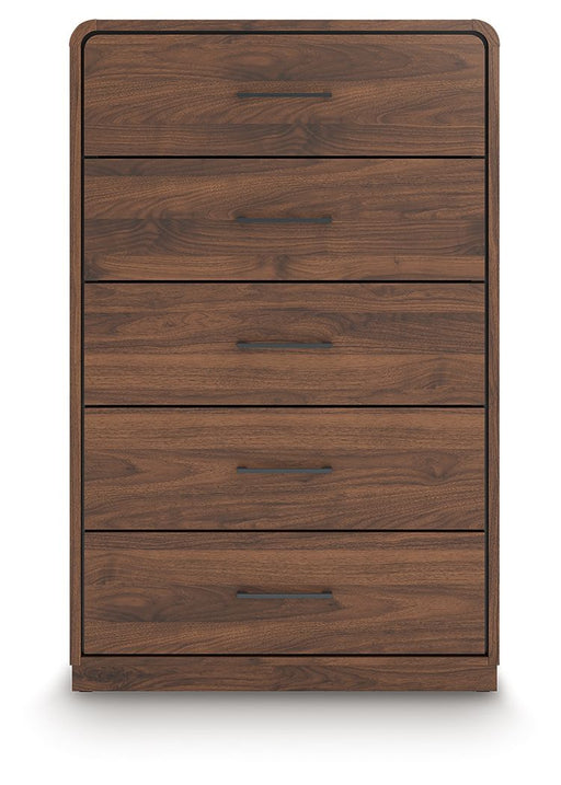 Fortlorn - Walnut Brown - Five Drawer Chest - Simple Home Plus