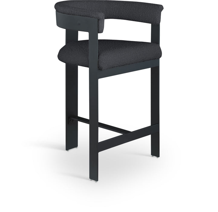 Romeo - Boucle Counter Stool With Black Base (Set of 2) - Simple Home Plus