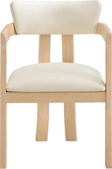 Lavrin - Vegan Leather Dining Arm Chair (Set of 2) - Natural Base - Simple Home Plus