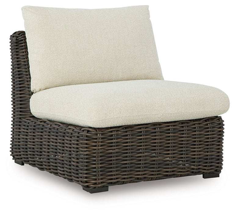 Kimora - Armless Chair With Cushion - Beige / Dark Brown - Simple Home Plus